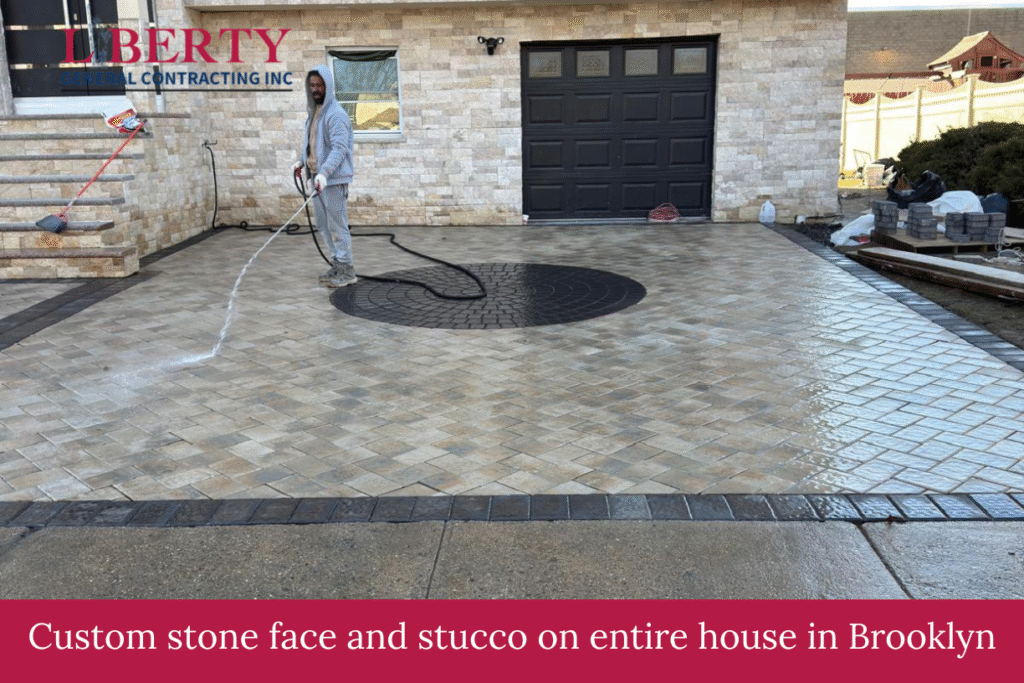 Custom stone face and stucco on entire house in Brooklyn (1)