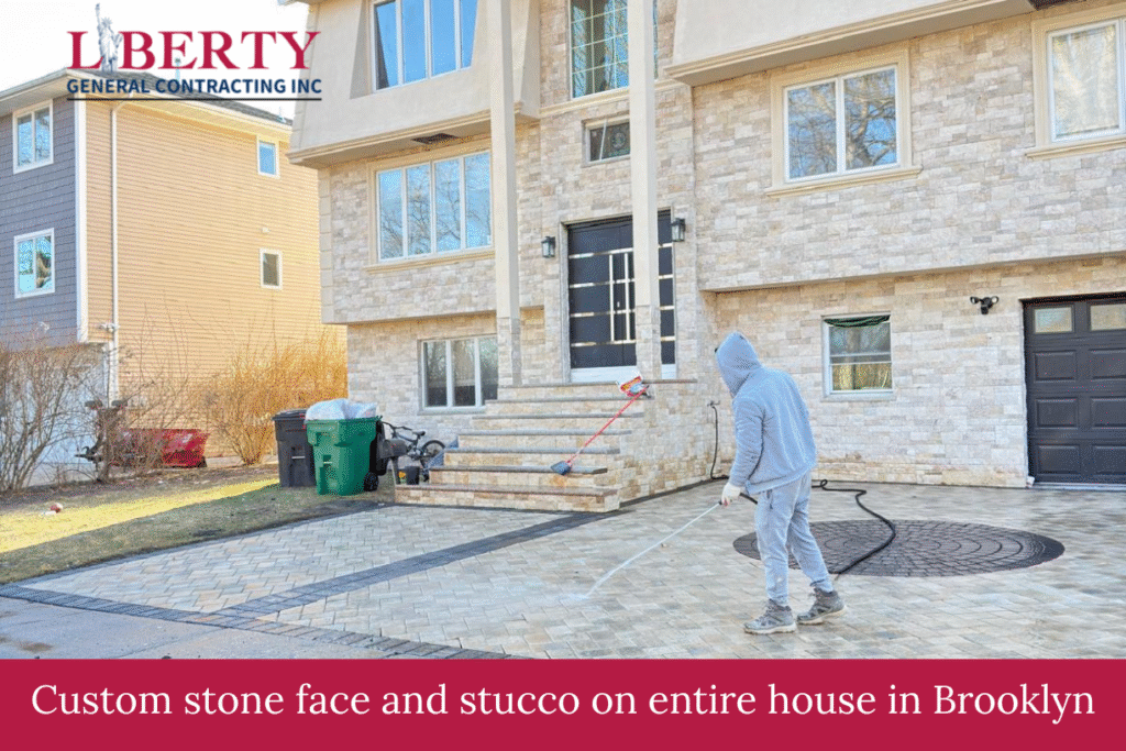 Custom stone face and stucco on entire house in Brooklyn (2)