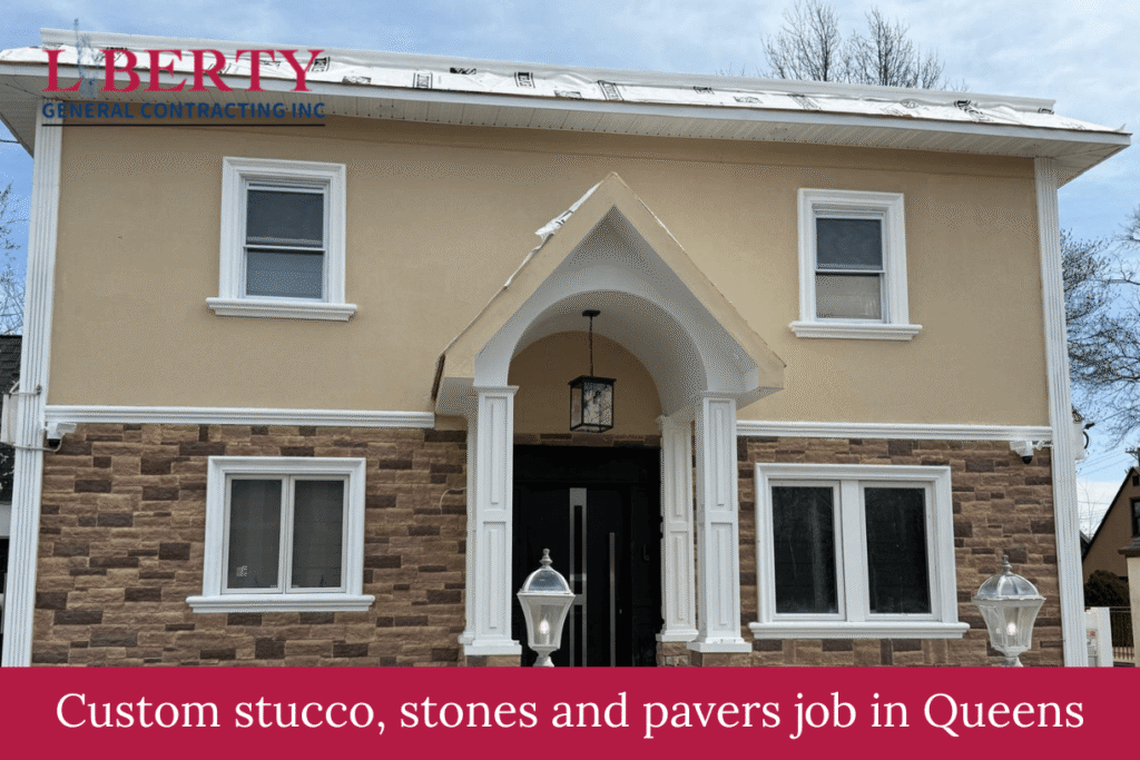 Custom stucco, stones and pavers job in Queens (1)