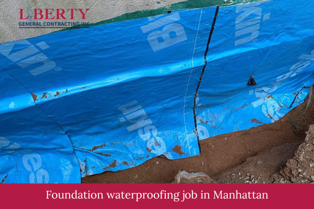 Foundation waterproofing job in Manhattan