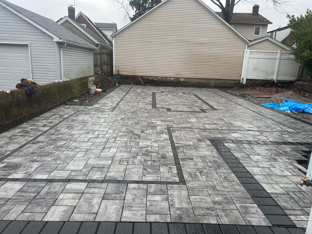 backyard and driveway pavers installation project in floral park ny