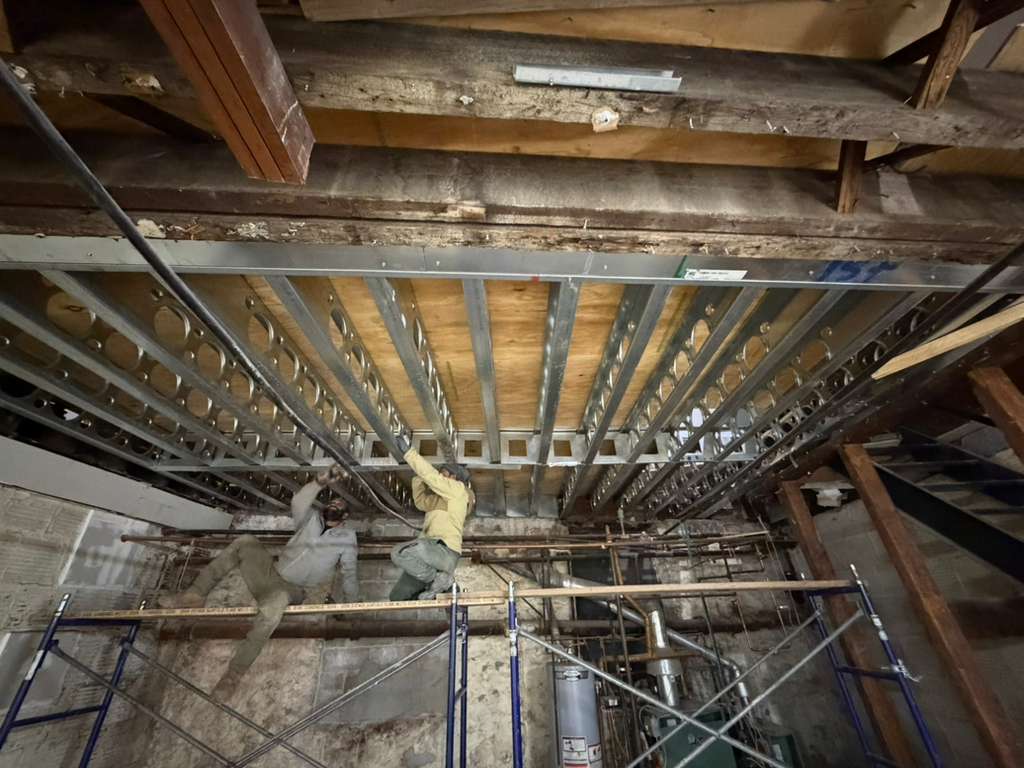 galvanized steel beam installation and structural reinforcement